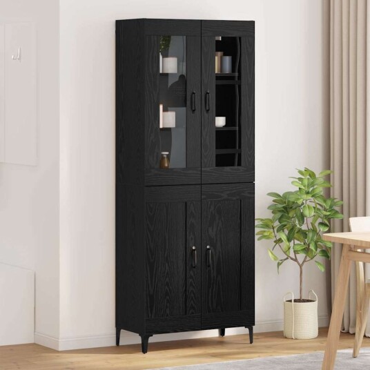 Høyskap Svart Eik 69,5 x 34 x 180 cm Konstruert tre