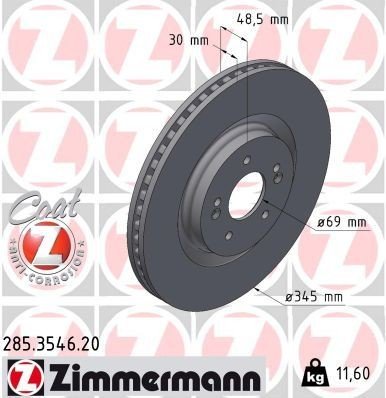 Bremseskive ZIMMERMANN 285.3546.20