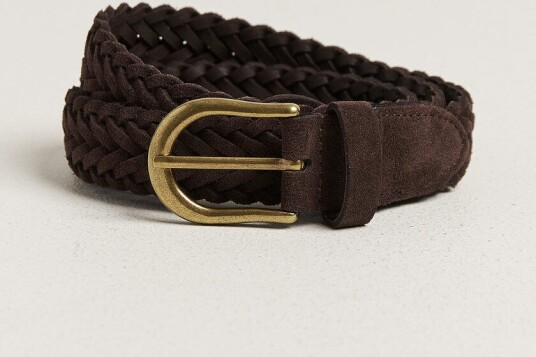 BEAMS PLUS Suede Braided Belt Dark Brown