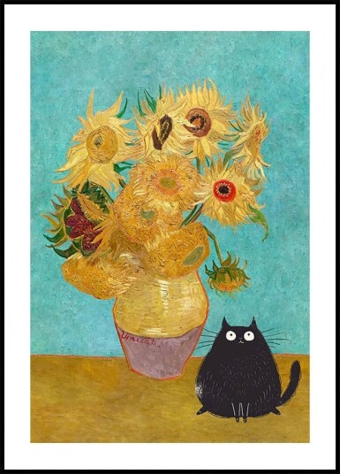 Sunflowers And Cat Plakat Plakat / 30x40cm