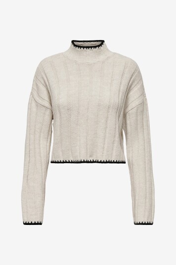 Only Genser onlChick Stitch LS Highneck Knt Beige