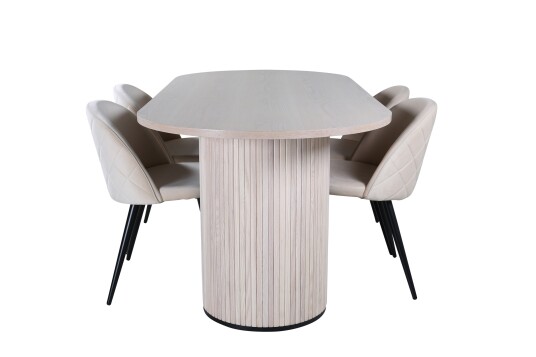 Venture Home Bianca Spisegruppe 200 cm Oval med 4 Velvet Stoler Sort