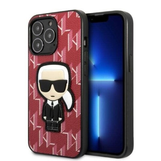 Karl Lagerfeld Monogram Ikonik Patch Mobildeksel til iPhone 13 Pro Max Rød