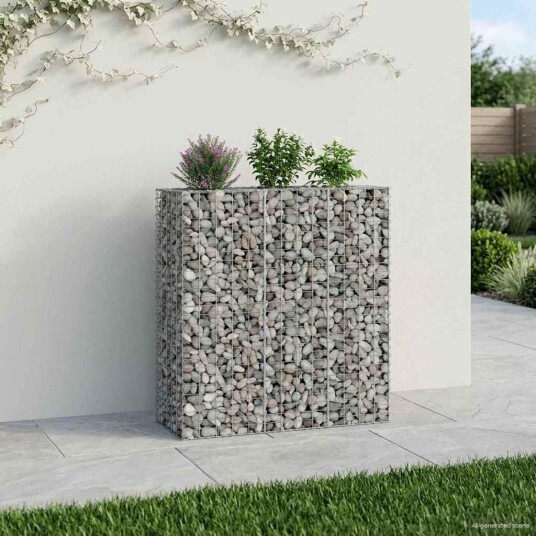 vidaXL Gabion hevet seng 2 pcs sølv 130 x 50 x 150 cm Galvanisert Stål