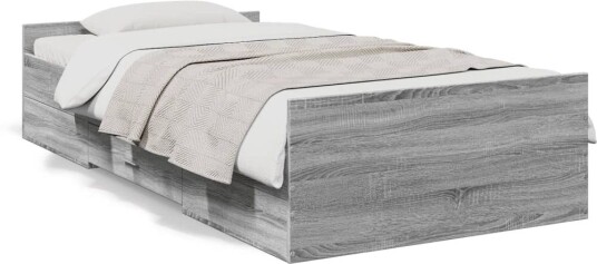 Sengeramme med skuffer grå sonoma 90x190 cm konstruert tre 8721102620003