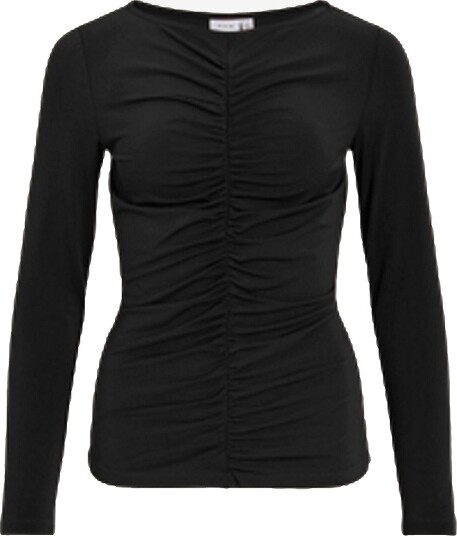 Vila - Topp Vilysera Boatneck L/S Top/Spi - Svart