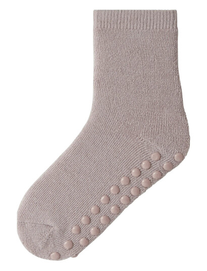 name it Nmfwaksi Wo/Bl Terry Sock W/Non Skid Beige 25-27