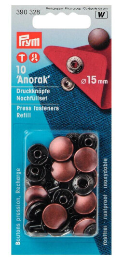Trykknapper anorak refill 10 stk x 15 mm kobber Trykknapper anorak refill 10 stk x 15 mm kobber