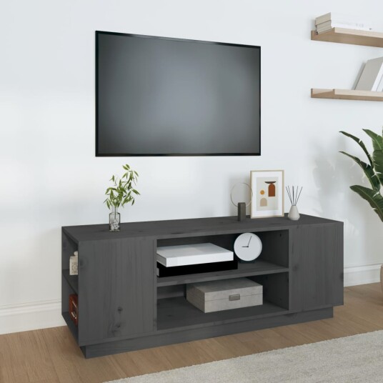 vidaXL TV-benk grå 110x35x40,5 cm heltre furu 8720845580544