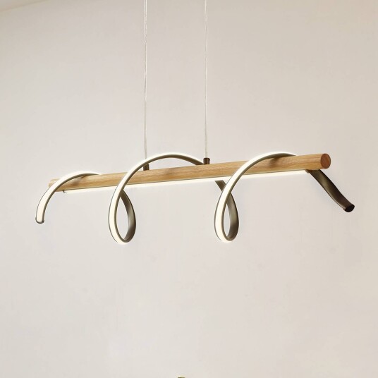 Lindby LED-hengelampe Spiraali svart tre lengde 95 cm Lindby LED-hengelampe Spiraali svart tre lengde 95 cm