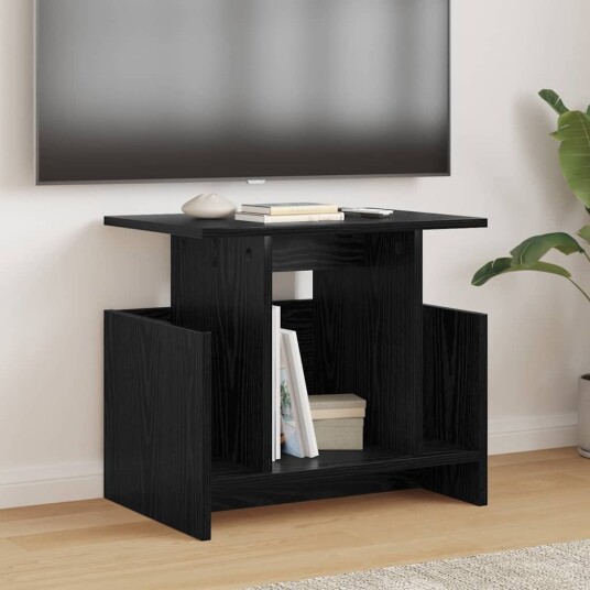 TV benk 2 pcs Svart Eik 50 x 35 x 45 cm Konstruert tre TV benk 2 pcs Svart Eik 50 x 35 x 45 cm Konstruert tre