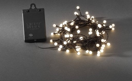 12 stk Konstsmide Cherry lyslenke utendørs batteri 80 varmhvite lys 7,9 meter