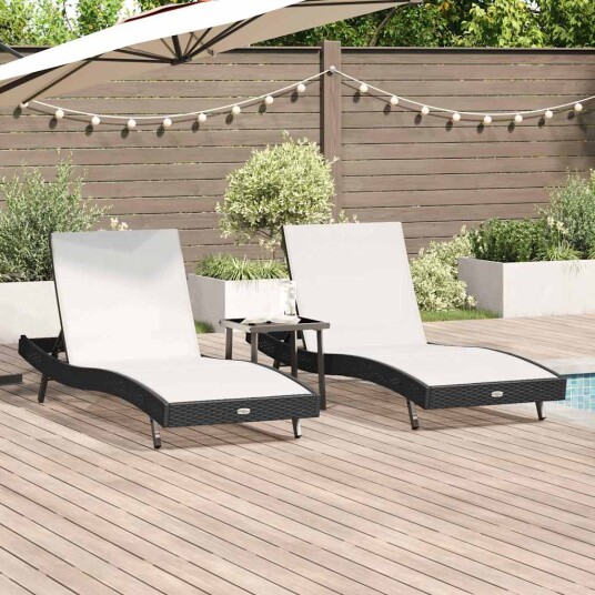 vidaXL Solsenger 3 pcs Svart og Hvit 40 x 40 x 40.5 cm polyrotting vidaXL Solsenger 3 pcs Svart og Hvit 40 x 40 x 40.5 cm polyrotting
