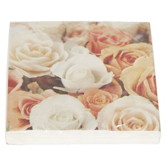 Serviett peach roses 20pk Original