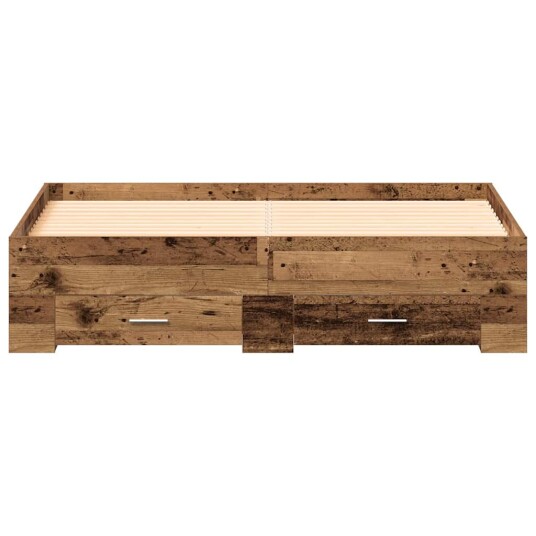 Seng med Skuffer Gammelt Tre 135x190 cm Konstruert Tre