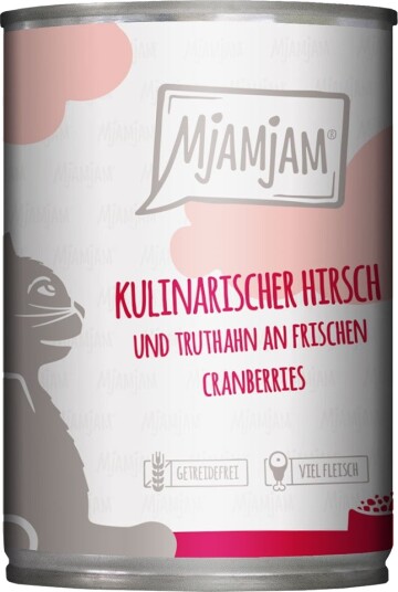 Mjamjam Våtfôr Kulinarisk Hjortekjøtt Og På Ferske Tyttebær Kalkun 24 X 400 G