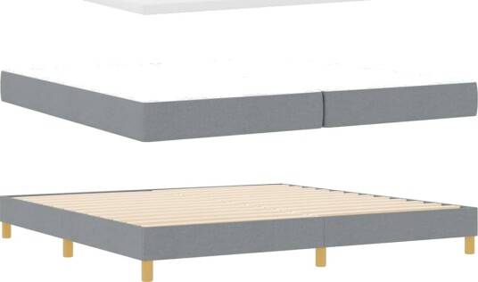  Sengebunn med madrass lys grå 200x200 cm stoff