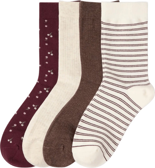 Lindex 4 Pack Socks   Burgundy   36/38