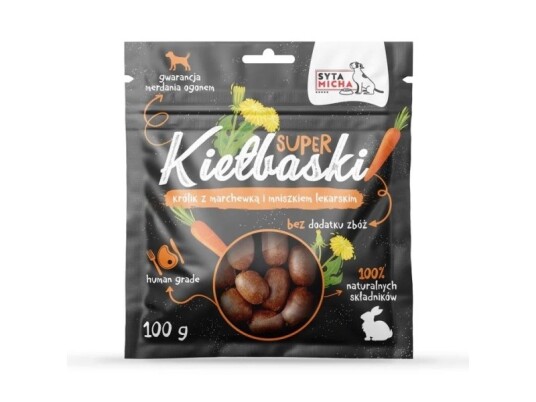Syta Micha Great Sausages With Rabbit Carrot And Dandelion Godbid Til Hund 100G