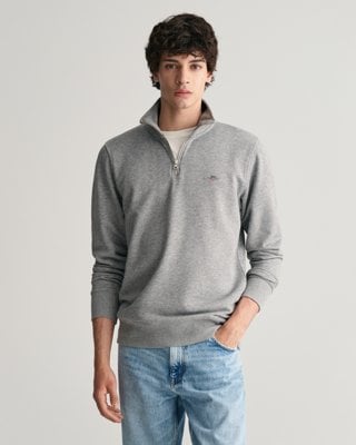 Shield collegegenser med half-zip GREY MELANGE XXL