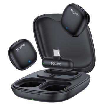 Yesido KR21 USB-C Trådløs lavaliermikrofon med AI Noise Cancelling Svart