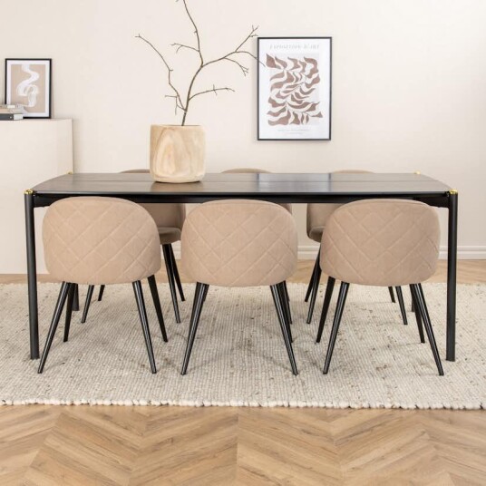 Spisegruppe Venture Home Paris Spisebord og Valentina Stitcthes Spisestol