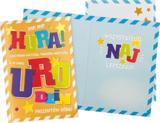 Kukartka Kort B6 Bursdag Hipp Hipp Hurra
