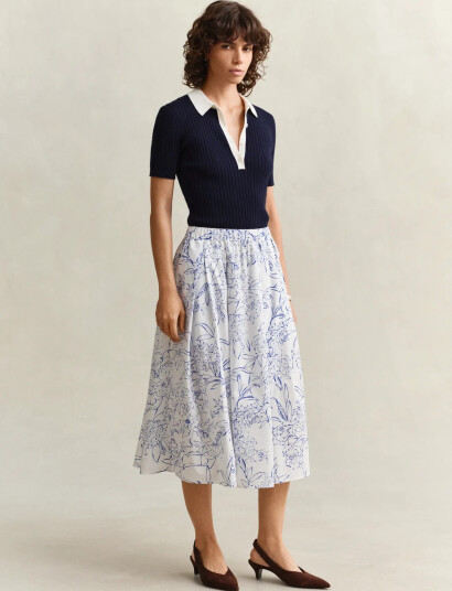 GANT Floral Print Pull On Skirt White 44