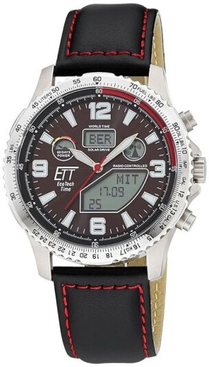 ETT Eco Tech Time Herreklokke EGT 11718 22L Funk Brun/Lær Ø45 mm