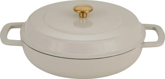 Combekk Combekk Enameled traktørpanne støpejern Ø28 cm Sand gold knob Combekk Combekk Enameled traktørpanne støpejern Ø28 cm Sand gold knob