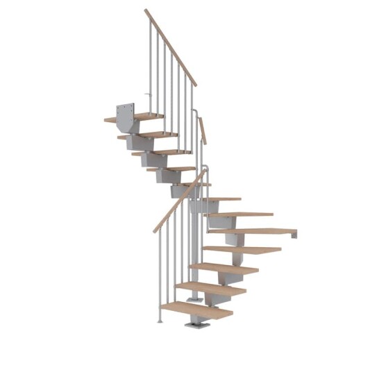 Dolle Dubai U trapp Pearl Grey  classic Iii hvitoljeret Eik 80 14   Loddret Høyde 255 315cm
