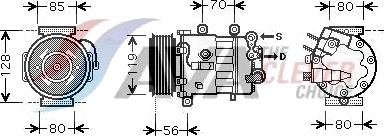 AVA COOLING SYSTEMS PEK322 AC-kompressor