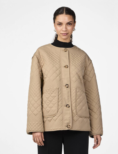 YAS Yaslaurie Ls Padded Jacket S. Noos - Beige - L