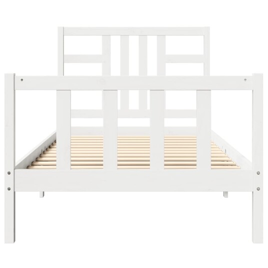 vidaXL Sengeramme med hodegavl hvit 100x200 cm heltre