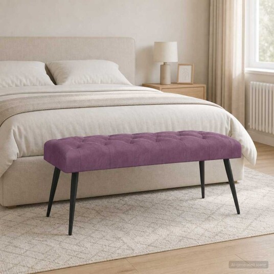 vidaXL Benk med knappheft Lilla 110 x 40 x 46 cm Fløyel
