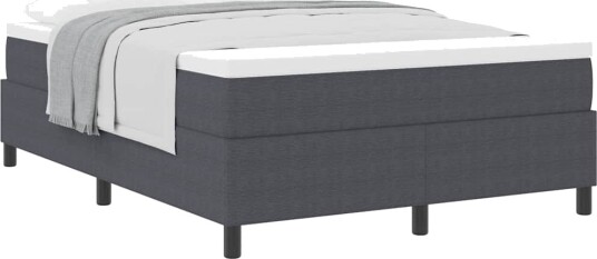  Box Spring Seng med Madrass Mørkegrå 140x200 cm Kordfløyel