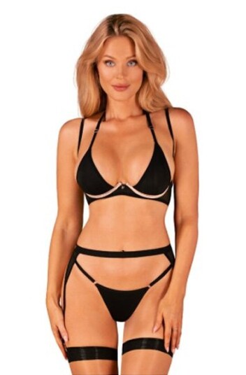 Obsessive Selinne 3-pcs Set Black XS/S