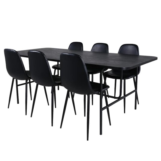 Venture Home Spisegruppe Venture Home Chicago Sort med 6 Pobbie Stoler GR22158