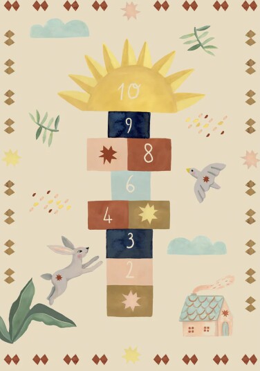 Hueppi Matte Hopscotch 160x230 Bunny Hops Sun Pops