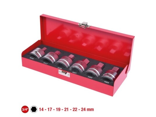 Ks Tools 515.0000, Støpselsett, 3/4", 6 Hoder, Krom-Molybden-Stål, Iso 1174, Din 3121, 2,52 Kg
