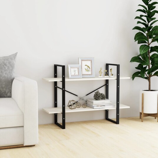 vidaXL Bokhylle 2 niv?er hvit 100x30x70 cm heltre furu