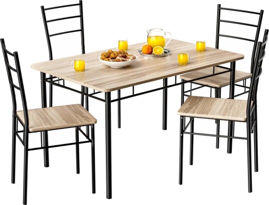 5 delt spisebordsett i eik – bord og 4 stoler 110x68cm