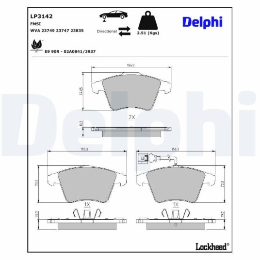 Bremseklosser DELPHI LP3142 Bremseklosser DELPHI LP3142