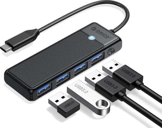 ORICO Adapter Hub 4in1 Orico USB A3.0x4 USB-hub - USB 3.0 - 4 porter - Svart