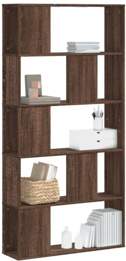 Bokhylle 5 etasjer brun eik 80,5x23,5x162,5 cm konstruert tre