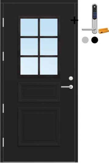 Ytterdør Bygg1 Fjord 03 Klarglass med Yale Doorman Classic Home
