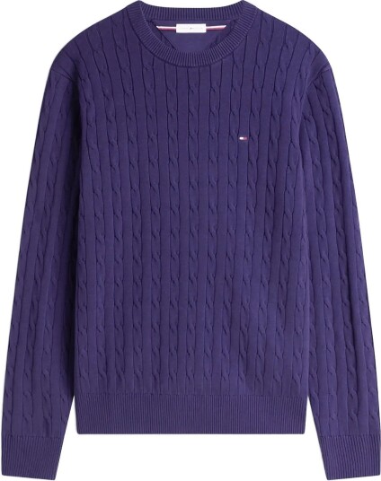 Tommy Hilfiger Classic Cotton Cable Crew Neck Purple L