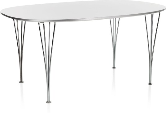 Fritz Hansen - B613 Superellips 120x180 Cm Laminat Vit Krom Spisebord Arne Jacobsen,Bruno Mathsson,Piet Hein Hvit Metall/tre