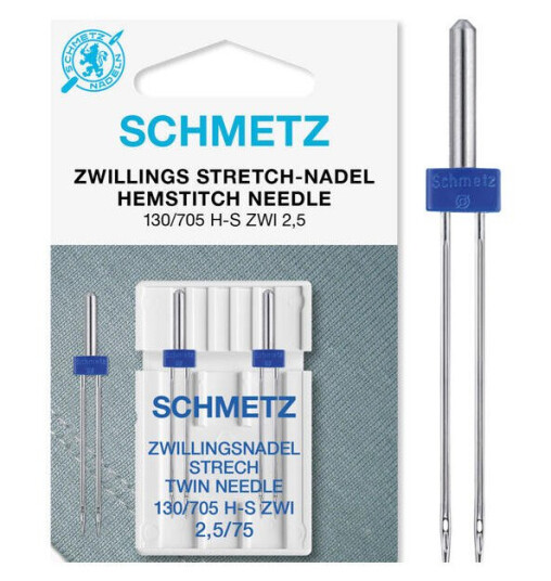 Schmetz Stretch tvillingnål 2,5/75 130/705 H-S ZWI, 2,5/75, 2-pack Schmetz Stretch tvillingnål 2,5/75 130/705 H-S ZWI, 2,5/75, 2-pack