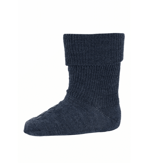 MpDenmark Rio Babysokk Anti-Skli Ull Dark Denim Melange